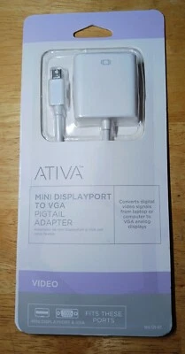 ATIVA Mini DisplayPort to VGA PIGTAIL ADAPTER  529-671 New in Package - Image 1 of 2