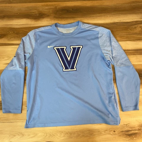 Villanova Wildcats Shirt Mens XXL Light Blue Dri Fit Nike Long Sleeve Cover