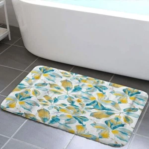 Watercolor Green Bath Mat Washable Soft Cozy Bathroom Floor Mat Absorbent Rugs - Picture 1 of 5