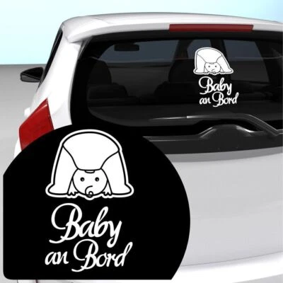 Baby A Bordo Adesivo Nome Desiderato A Bordo Adesivo Auto Bianco 28x16 Cm N23C5A - Immagine 1 di 4