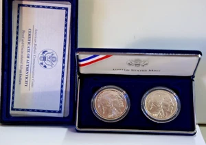 2001 American Buffalo Commemorative 2-Coin Proof & UNC Silver Dollar Set - Picture 1 of 5