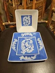  Vista Alegre Portugal Matching Serving Bowl And Plate Lovely Blue Decorative - Picture 1 of 7