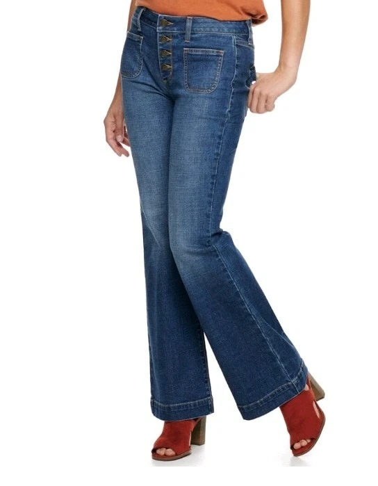 WOMENS SONOMA GOOD FOR LIFE WIDE LEG HIGH RISE JEANS SIZE 18 R