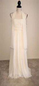Bari Jay NWT White Formal Evening Gown Bridal Dress and Wrap, Opt. Straps, 2 - Picture 1 of 5