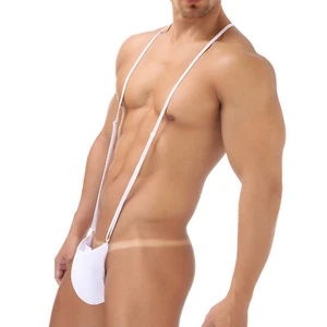 Men Bodysuit Jumpsuit Suspenders Underpants Adjustable G-string One-piece Thong - Picture 1 of 15