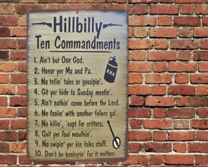 Hillbilly Ten Commandments Sign Metal Aluminum 8"x12" - Picture 1 of 1