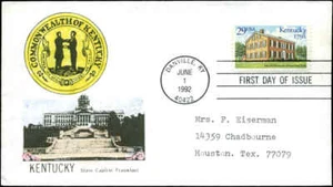 US FDC #2636 Clarence Reid Hand Tinted Cachet Danville, KY  Statehood - Picture 1 of 1