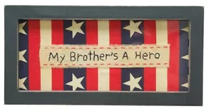 Patriotisches Dekor My Brother's A Here primitive gerahmte Stiche Veteranengeschenk - Bild 1 von 4