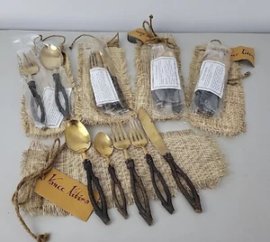 22 Piece Flatware Set Vance Kitira ADIRONDACK TIED TWIG Bronzeware Service For 4 - Picture 1 of 17