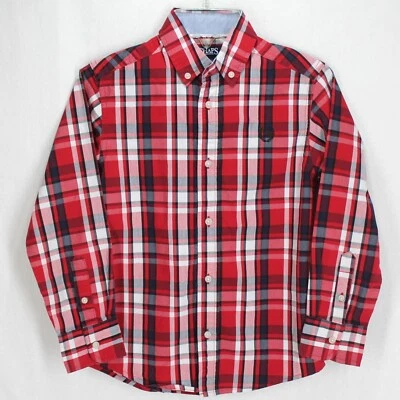 Camisa a Cuadros Chaps Niños Talla S 8 Rojo Azul Manga Larga Botón Frontal Mezcla de Algodón Foto 1 de 4