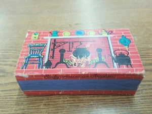 VTG 1955 Ohio Blue Tip Match Box With Early American Fireplace Scene - Picture 1 of 3