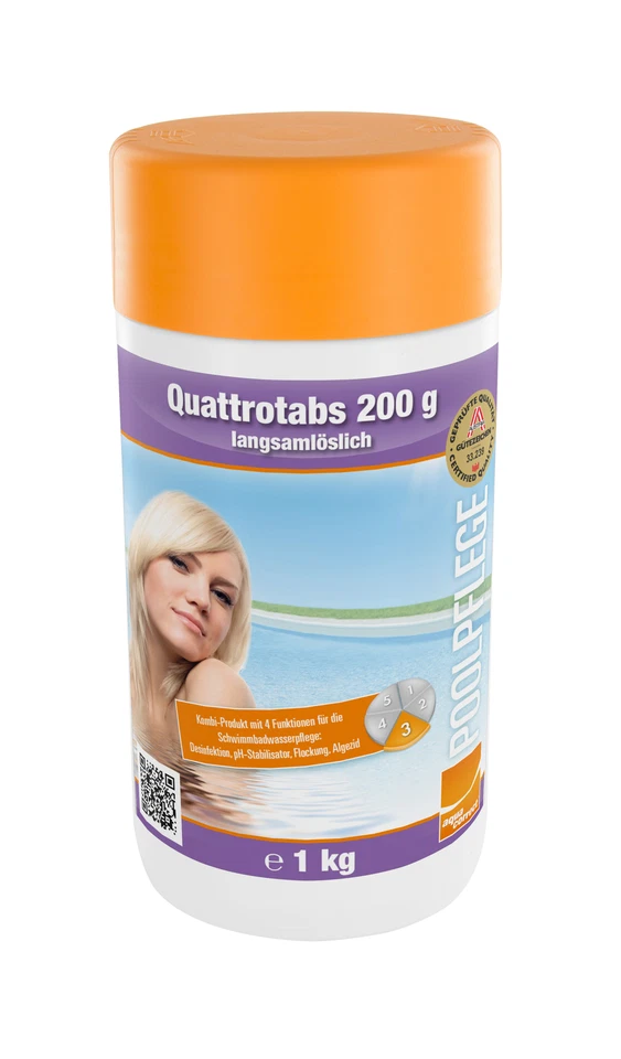 Quattrotabs 200g langsamlöslich 1kg Desinfektion Tabletten Chlor zur Desinfektio - Bild 1 von 1