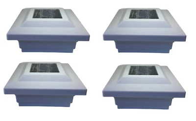 4-pk Solar White Cap Light With 4 Bright White SMD LED For 5"x5" PVC/Vinyl Post - Image 1 of 4