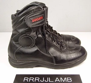 DUCATI Logo Black Leather MOTORCYCLE CITY BOOTS Size 42 Mens US 9 - Picture 1 of 6