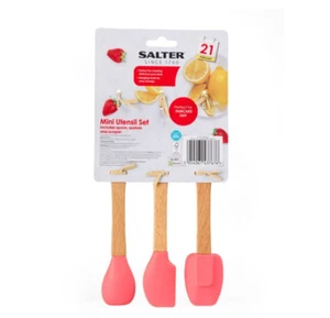 Salter 3 piece Mini Utensils Set Pink, includes spoon, spatula and scraper - Picture 1 of 8