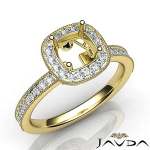 Runder halbmontierter Halo Diamant Verlobungsring Milgrain 18 Karat Gelbgold 0,5 Karat - Bild 1 von 5