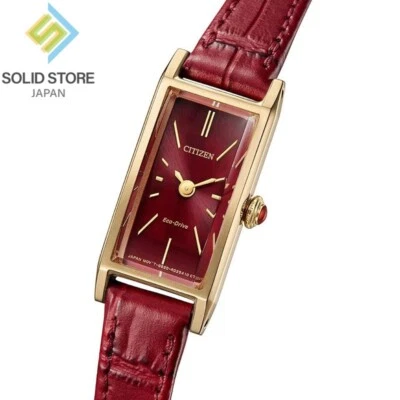 CITIZEN Kii: EG7043-09W Eco-Drive Solar Watch Leather Band Red Dial 14.3mm - image 1 of 4