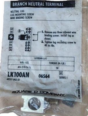 Kit Terminal Neutro Square D LK100AN Serie S1 (NUEVO) Foto 1 de 4