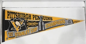 Raro banderín de los Pittsburgh Penguins, 1991 espalda con espalda 1992 campeones de la Copa Stanley - Imagen 1 de 8