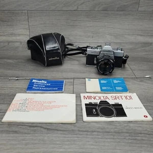 Minolta SRT101 film Camera, Minolta Rokkor-x 50mm 1.4 Lens, Case, Manuals, Cable - Picture 1 of 12