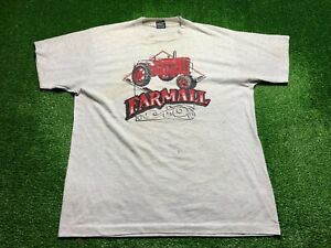 Vintage 90s Farmall Tractor Single Stitch Graphic Tee T-Shirt Size XL Gray USA