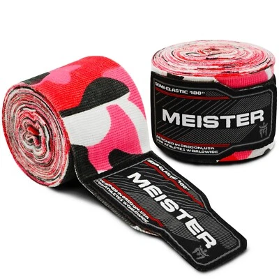 MEISTER PINK CAMO 180" SEMI-ELASTIC HAND WRAPS - MMA Mexican Boxing Gloves Women - Image 1 of 3