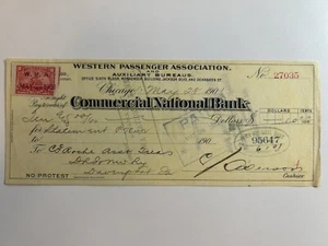 R164p - Western Passenger Association - Bank Draft - Chicago IL - 1901 - Picture 1 of 1