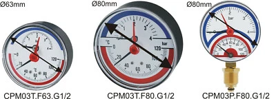 ESCO Thermomanometer temperature gauge thermometer manometer 1/2 " rear / side entry