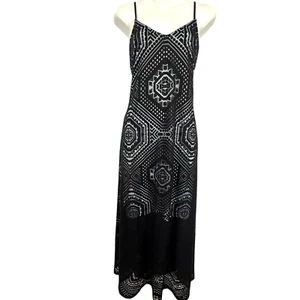 ANA A New Approach Womens Sleeveless Maxi Slip Dress Black Sheer Overlay sz M - Picture 1 of 16