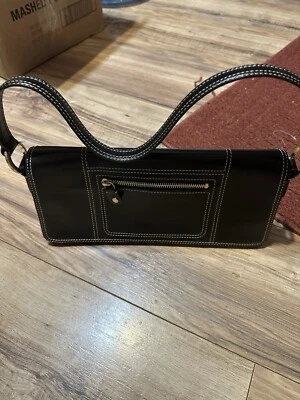 Y2k черная кожаная наплечная сумка Ellen Tracey ~ шикарный ~ - Изображение 1 из 4