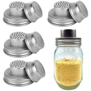 4 Pack Mason Jar Shaker Lids, Stainless Steel Shaker Lids for Mason Jars - Picture 1 of 6
