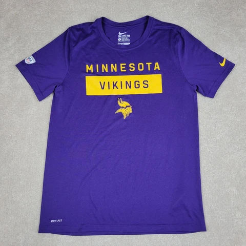 Nike Shirt Youth Large Purple Minnesota Vikings DriFit Athletic Cut NFL Shield Cover