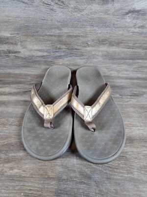 Chanclas orthaheel de cuero metálico bronce con puntera Vionic Tide II para mujer talla 11 Foto 1 de 4