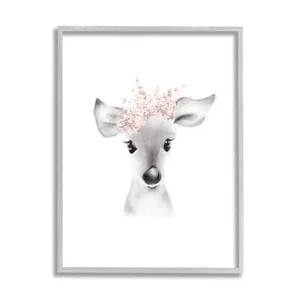 Stupell Industries Sketched Fluffy Deer Flowers, Design by Studio Q Gray Fram... - Picture 1 of 2