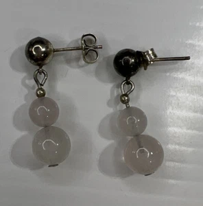 925 Sterling Silver Pierced Dangle Boho Hippie Earrings White Polished Stones - Picture 1 of 5