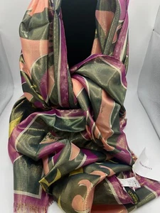 Emilio Pucci Bufanda Doble Cara Chal Con Brillo Seda - Imagen 1 de 4