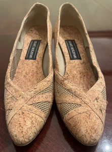 Stuart Weitzman Women's Shoes Size 8 AAAA Cork Mesh Pumps Cut Out Heel Rare - Picture 1 of 15