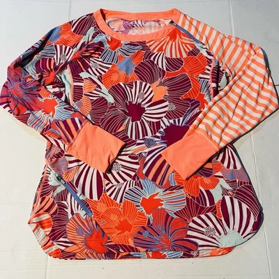 Top de natación Title Nine talla grande manga larga protector contra erupciones floral naranja rosa tropical Foto 1 de 4