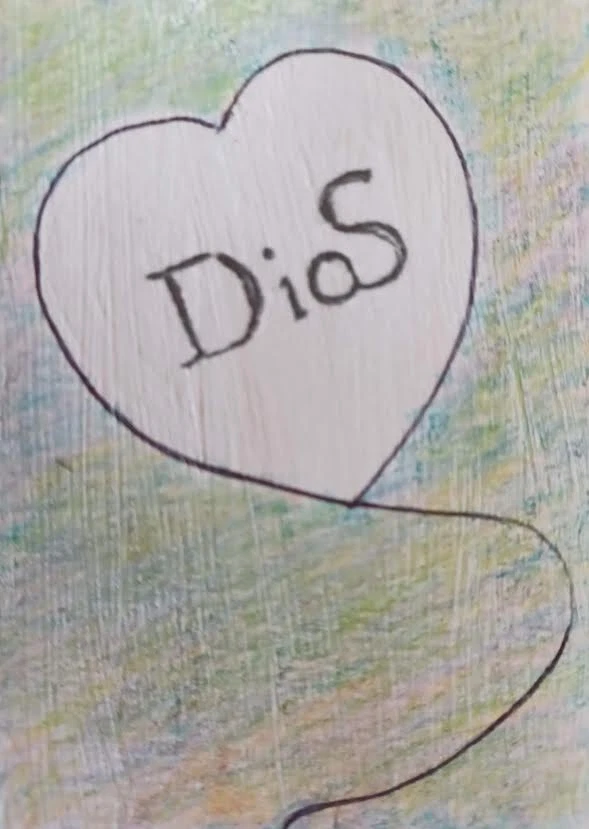 Original ACEO Art Card Miniature Art  Inspirational God Heart Balloon sky GU-GO  - Image 1 of 1