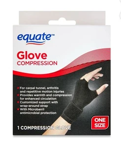 Equate Glove Compression, One Size  Black, 1 Glove - FREE SHIPPING - Picture 1 of 1