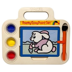 Vintage 1983 TOMY Pretty Easy Paint Set No Mess Water Toy 6 Cards & Brush Rare! - Picture 1 of 5