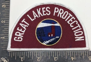Great Lakes Protection Patch Lighthouse Tree Rock Shoreline Sew-On Badge Maroon - Picture 1 of 2