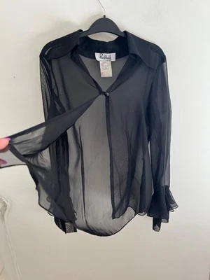 NEW Joseph Ribkoff UK 12  Black Sheer Chiffon Cover Up - Image 1 of 4