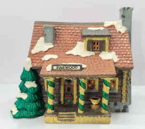 Department 56 Snow Village Pinewood Log Cabin w light No Box 1989 Retired 1995 - Picture 1 of 10
