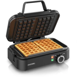 Arendo Waffeleisen Anitihaftbeschichtung 1200W Belgische Waffeln Schwarz Silber - Bild 1 von 7
