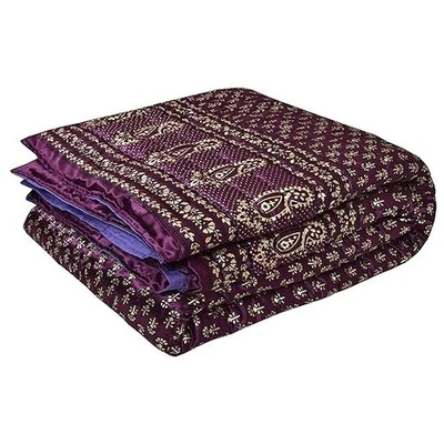 Handmade Silk Cotton Soft Jaipuri Razai Double Bed Quilt Ac Blanket 85X10 inch - Image 1 of 4