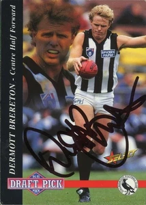 Signed 1995 Collingwood Magpies AFL Select Draft Pick Card - Dermott Brereton - Bild 1 von 3