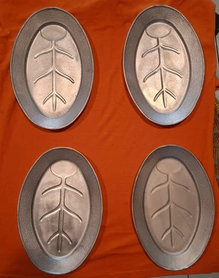 Juego de 4 platos para carne de aluminio de alta resistencia para servidor chisporroteante Foto 1 de 4