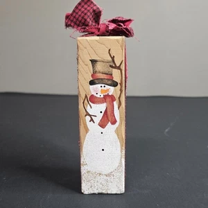 Primitive handbemalte Schneemann Dekor 5" Land Winter Dekoration Vintage - Bild 1 von 7