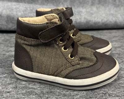 Janie Jack ребенка ясельного возраста мальчиков 7 коричневый туфли в елочку высоты загрузки кроссовок ранчо - Изображение 1 из 4